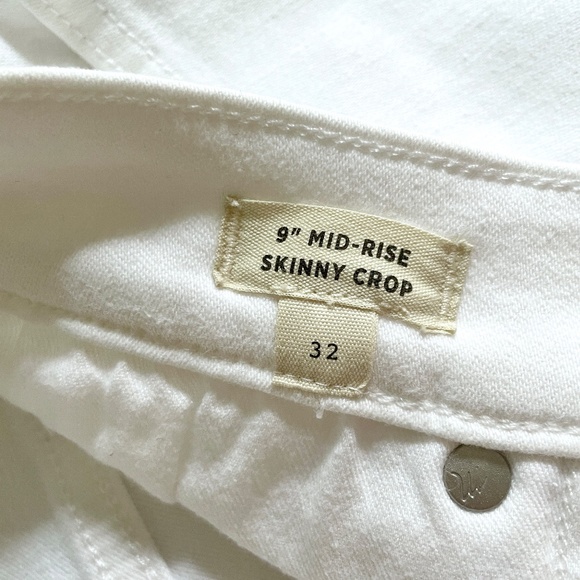 ❤️ NWT Madewell 9" Mid-Rise Skinny Crop Jeans in Pure White - Size 32 - Picture 10 of 11